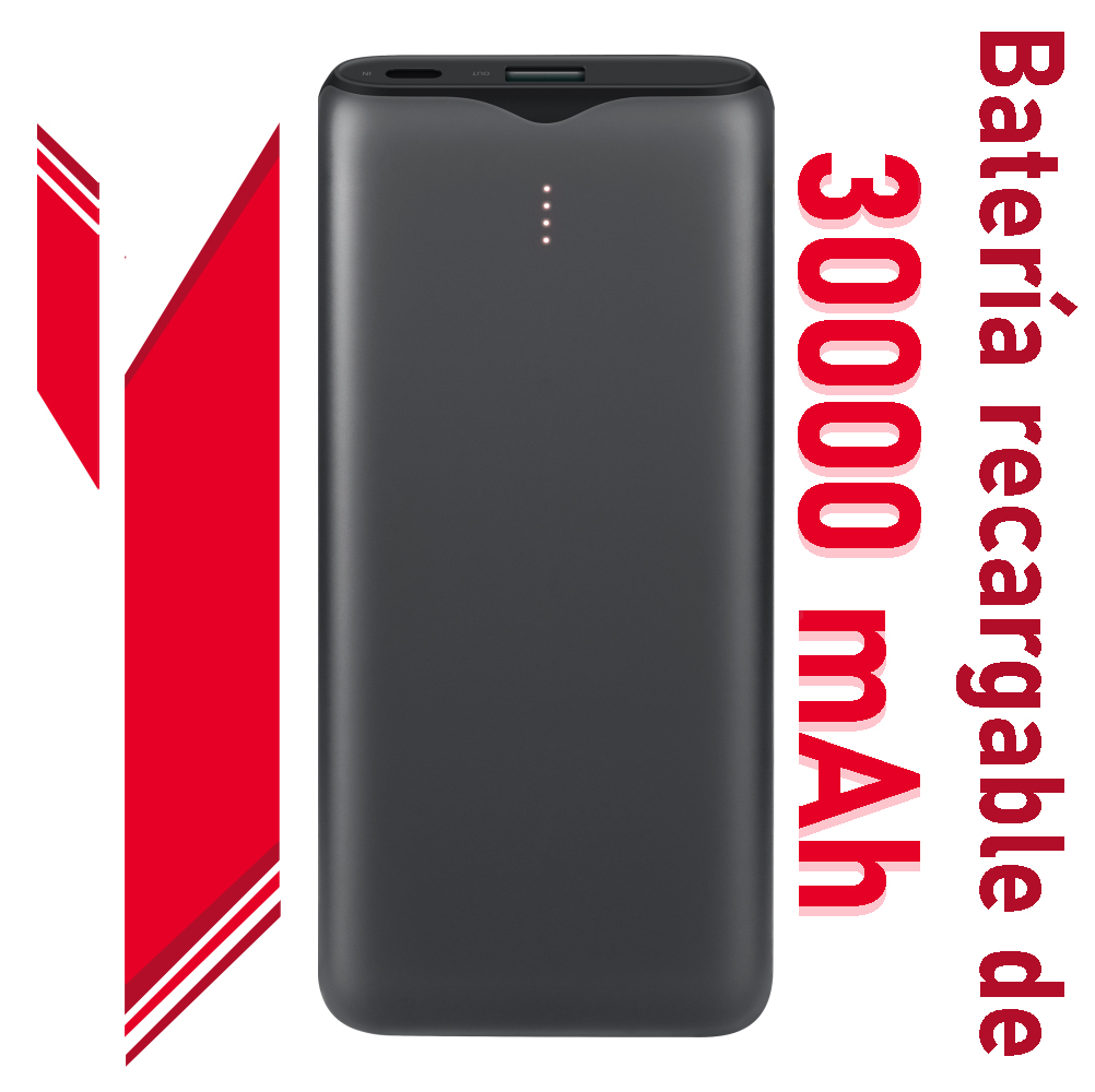 🥇 Batería externa portátil de 30000 mAh. Powerbank recargable